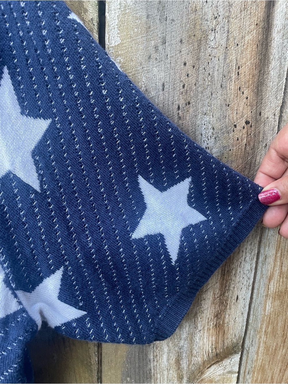 Lane Bryant Navy Blue and White Star Cardigan Sz. 14/16 - Picture 6 of 13